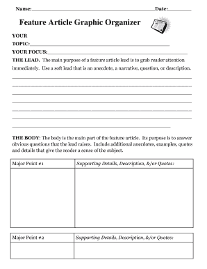 Feature Article Graphic Organizer  Form