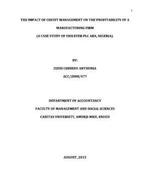 Impact of Credit Management on the Profitability of a Manufacturing Firm PDF  Form