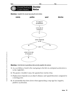 Overview Motion Answer Key  Form