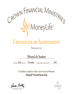 MLPFS Certificate of Achievement Crown Financial Ministries  Form