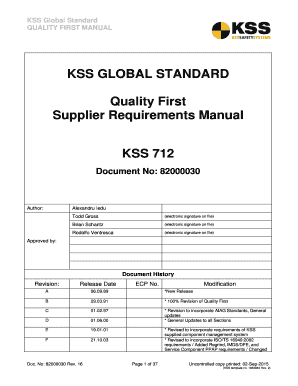 KSS GLOBAL STANDARD Quality First Supplier Requirements  Form