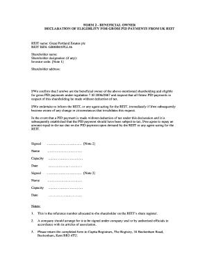 Beneficial Ownership Declaration Sample  Form