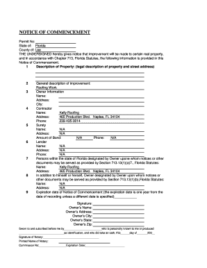 Lee County Notice of Commencement  Form