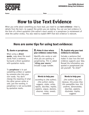 How to Use Text Evidence Scope Scholastic Stpaulk 8  Form
