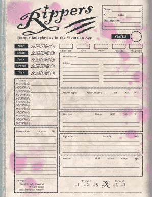Rippers Character Sheet  Form