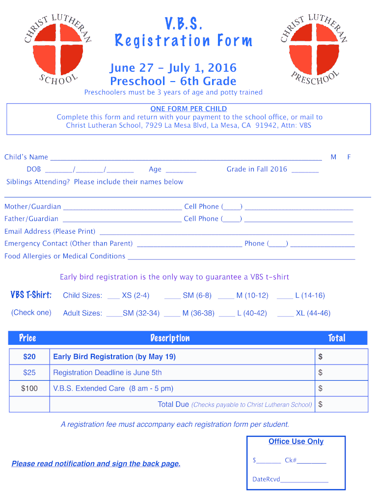  Registration Form  Christ Lutheran School  Lutheranschool 2016-2024