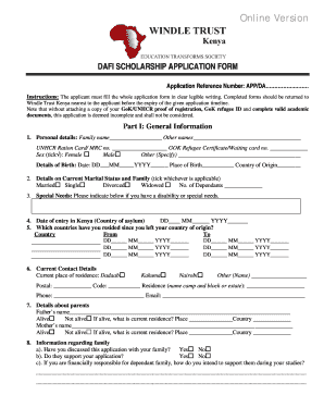 Dafi Scholarship Application Form