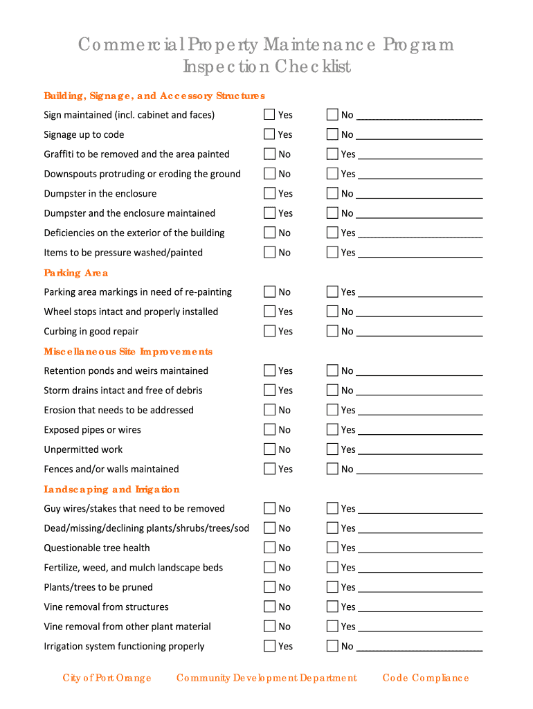 Commercial Property Maintenance Program  Form