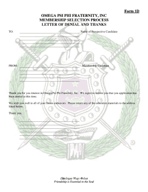 Omega Psi Phi Membership Selection Process  Form