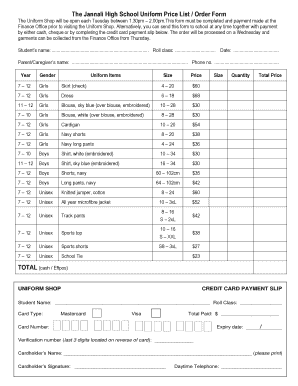 Australia High School List  Form