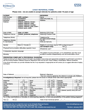 X Ray Referral Form