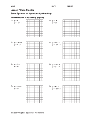 Lesson 7 Extra Practice Solve Systems of Equations by Graphing Answer Key  Form