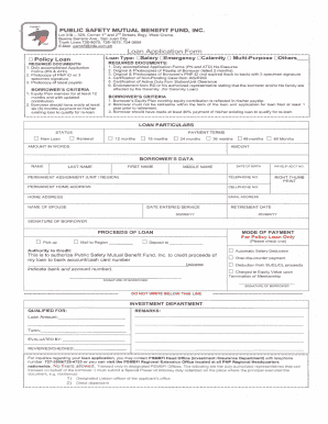 Psmbfi Loan Table  Form