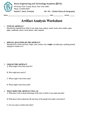 Artifact Analysis Worksheet  Form