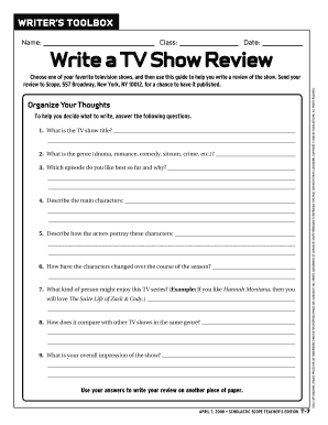 How to Write a Tv Show Review  Form
