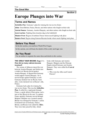 Chapter 29 Europe Plunges into War  Form