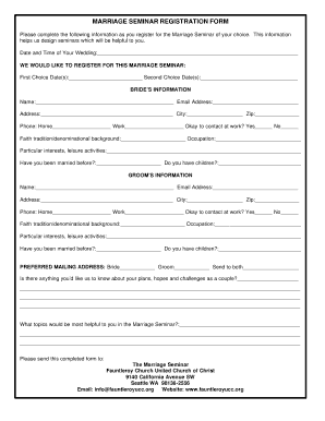Marriage Seminar Topics PDF  Form
