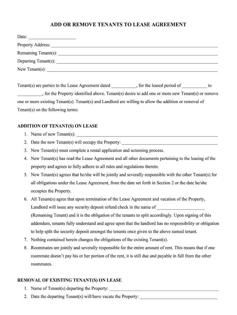 Add or Remove Tenants to Lesase Agreementdocx  Form