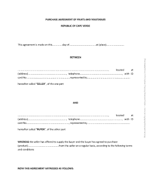 PURCHASE AGREEMENT of FRUITS and VEGETABLES  Form