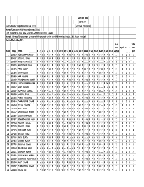 Muster Roll Format in Excel Download