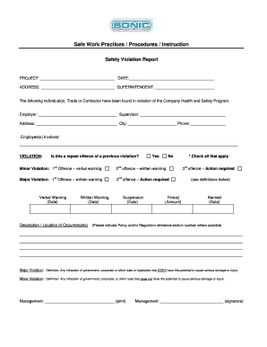 Safety Violation Report  Form