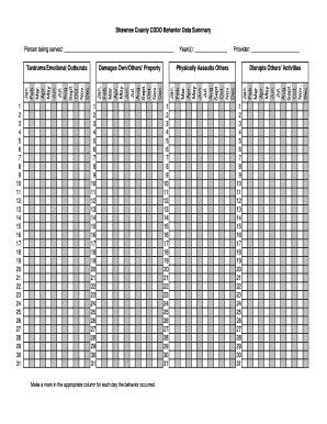 Shawnee County Cddo Behavior Data Summary  Form