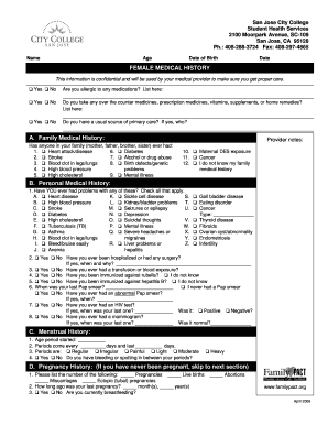 Well Woman Exam San Jose City College Sjcc  Form