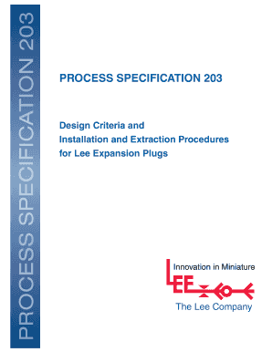 Certified for Installation of Lee Plugs Per Parker BPS4308 Specification  Form