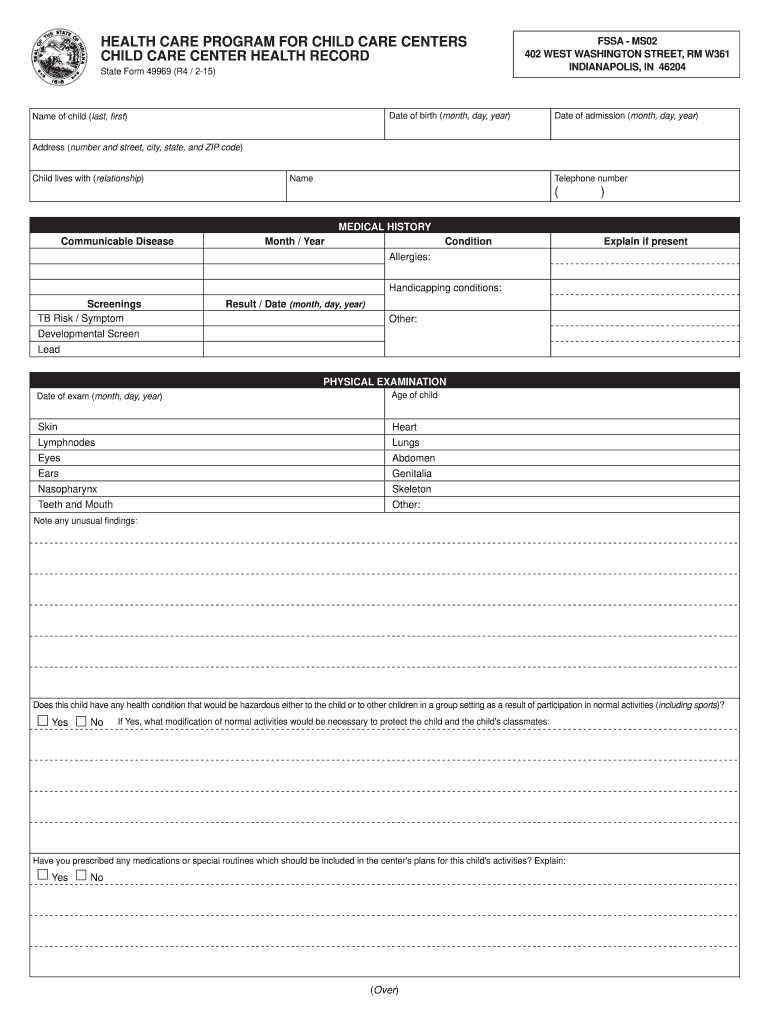  Indiana State Form 49969 2015-2024