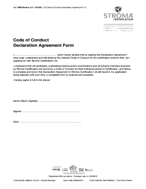 Code of Conduct Agreement Form