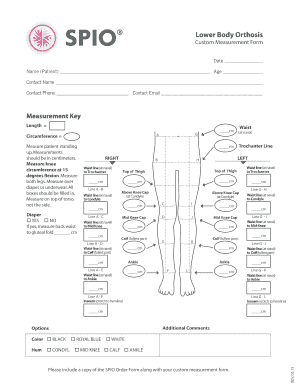 Spio Measurement Form