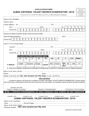 Ajmal Talent Search Exam  Form