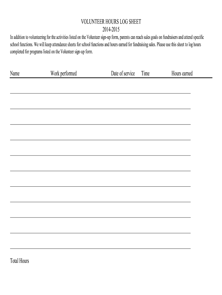 VOLUNTEER HOURS LOG SHEET  Form