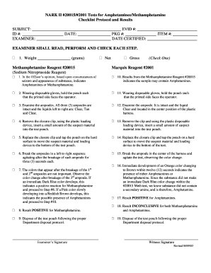 Nark Ii Checklist Protocol and Results  Form