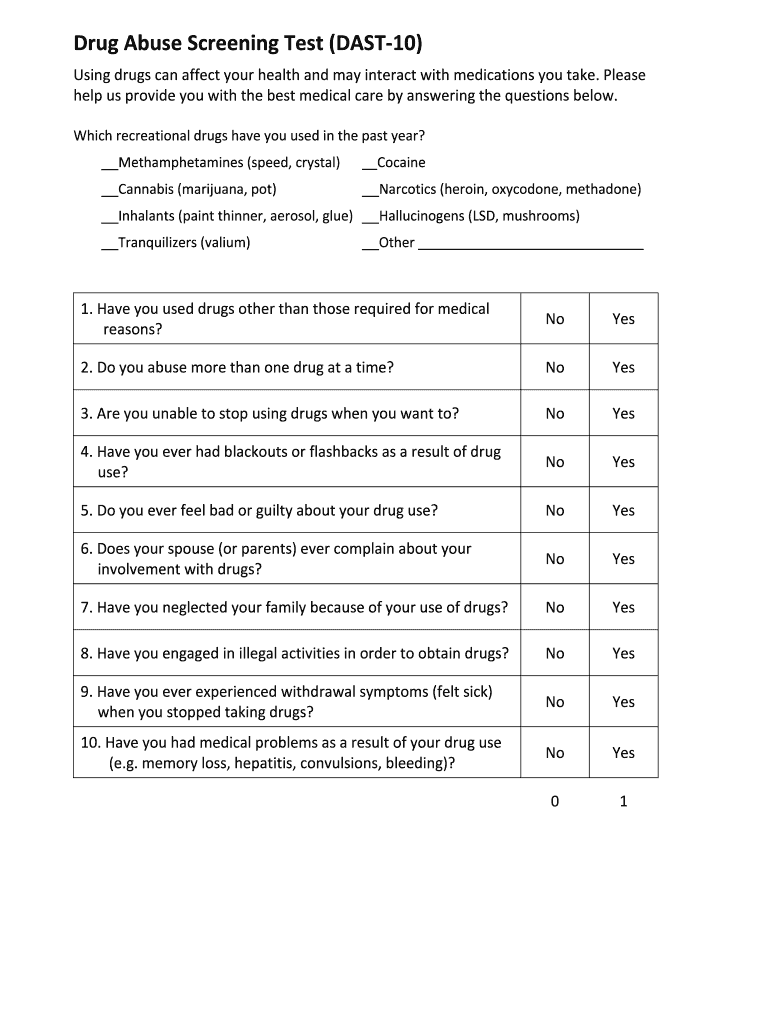 Mental Health and Substance Use Screening Tools  Form