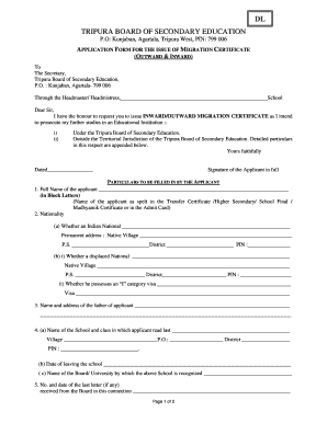 Tripura University Migration Form