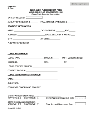 CLEM AUDIN FUND REQUEST FORM COLORADO ELKS ASSOCIATION Coloradoelks