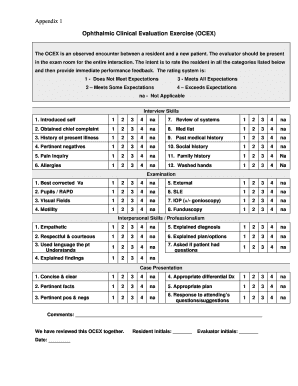 Ocex Form Ophthalmology