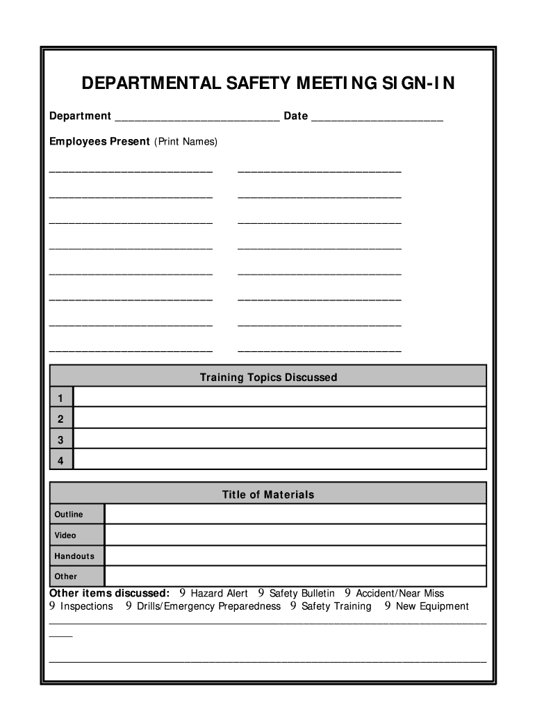 Toolbox Meeting Template Doc