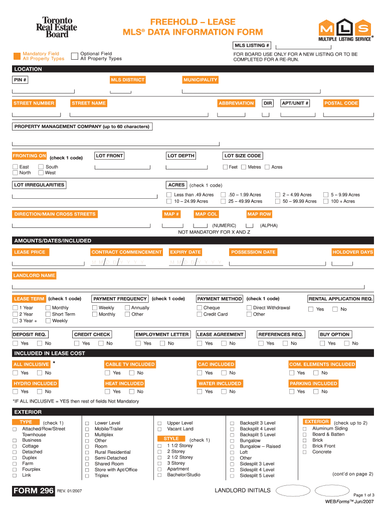  MLS Data Information Hold Lease 296 GTA REALTOR Bb 2007-2024