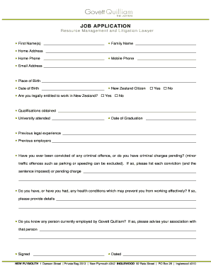 Job Applications Lawyer  Form