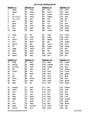 2nd Grade Spelling Words  Form