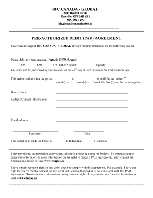 Pad Agreement Template Canada  Form