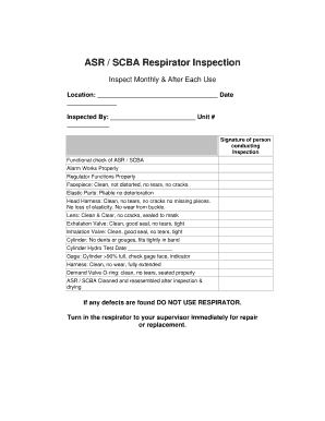 Scba Monthly Inspection Checklist  Form