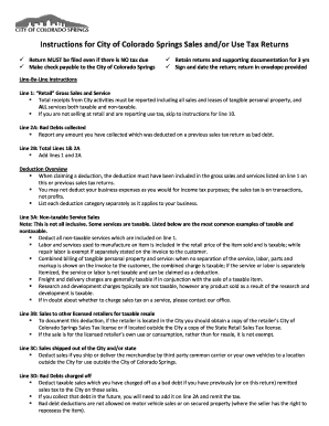 Colorado Springs Sales Tax  Form