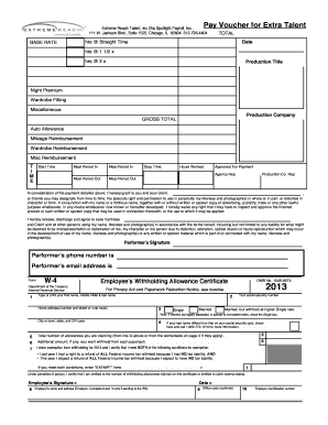 Non Union Extra Voucher Extreme Reach  Form