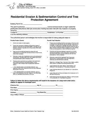 Residential Erosion &amp; Sedimentation Control and City of Milton  Form