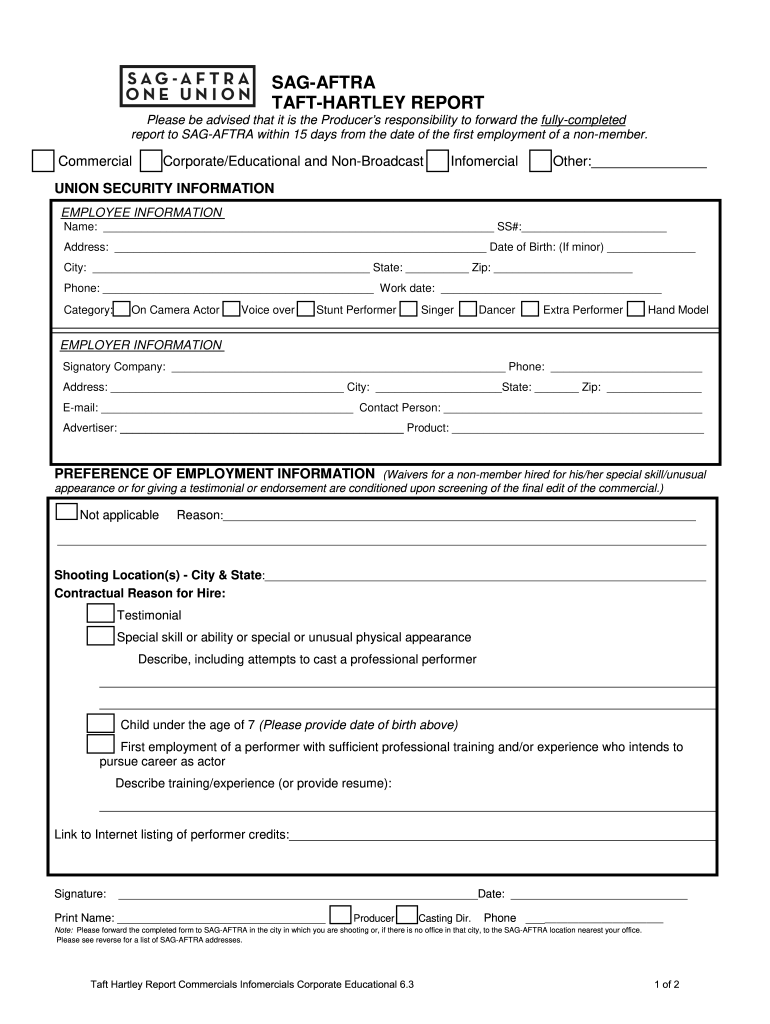  Taft Hartley Report Form 2013