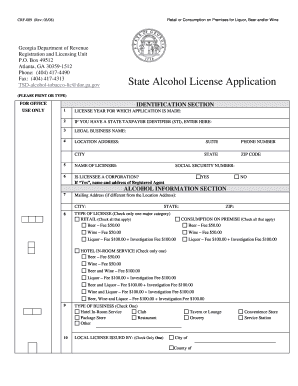 State Alcohol License Application FoodService Resource Associates  Form