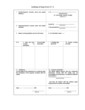 Certificate of Orgin Form Ct